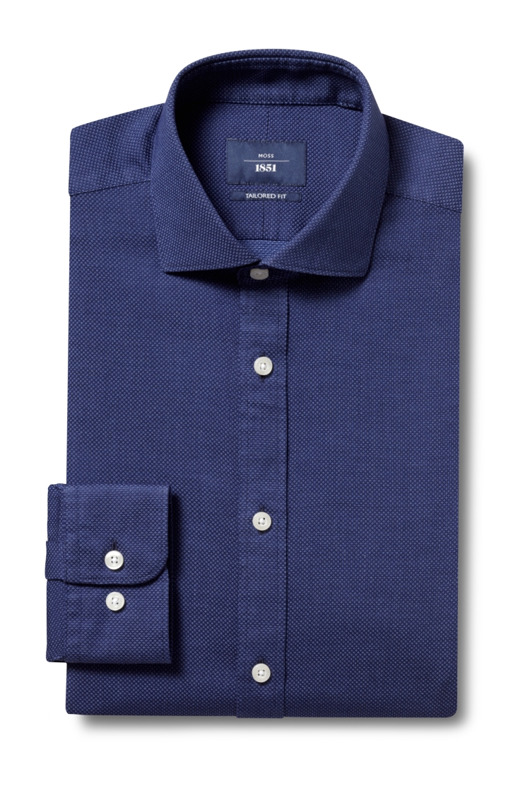 Tailored Fit Navy Textured Shirt