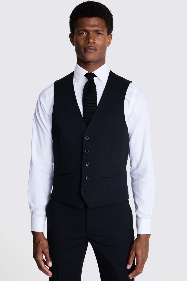 Tailored Fit Black Twill Eco Waistcoat