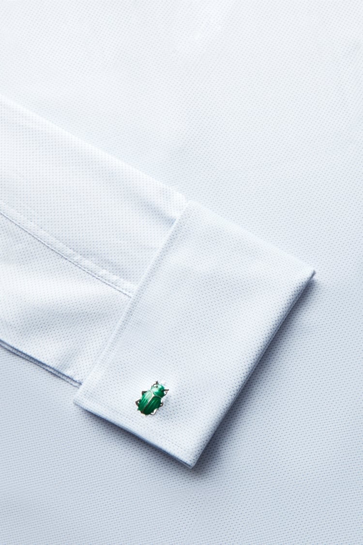 Silver & Green Beetle Cufflinks