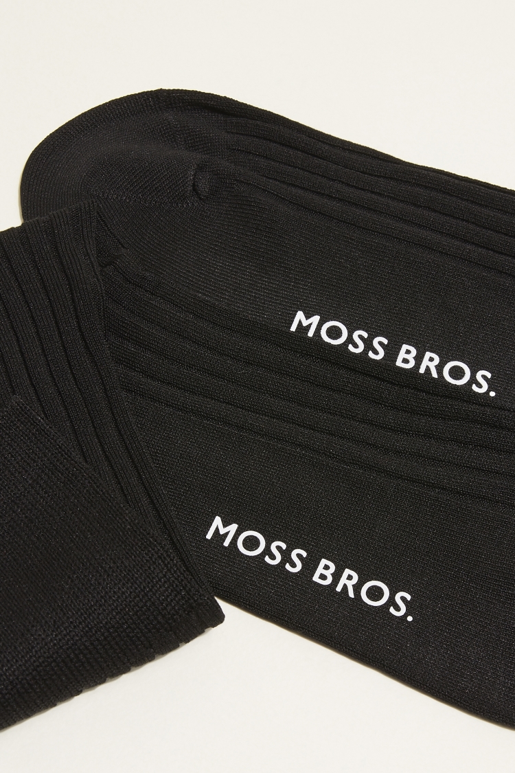 Black Fine Ribbed Sock