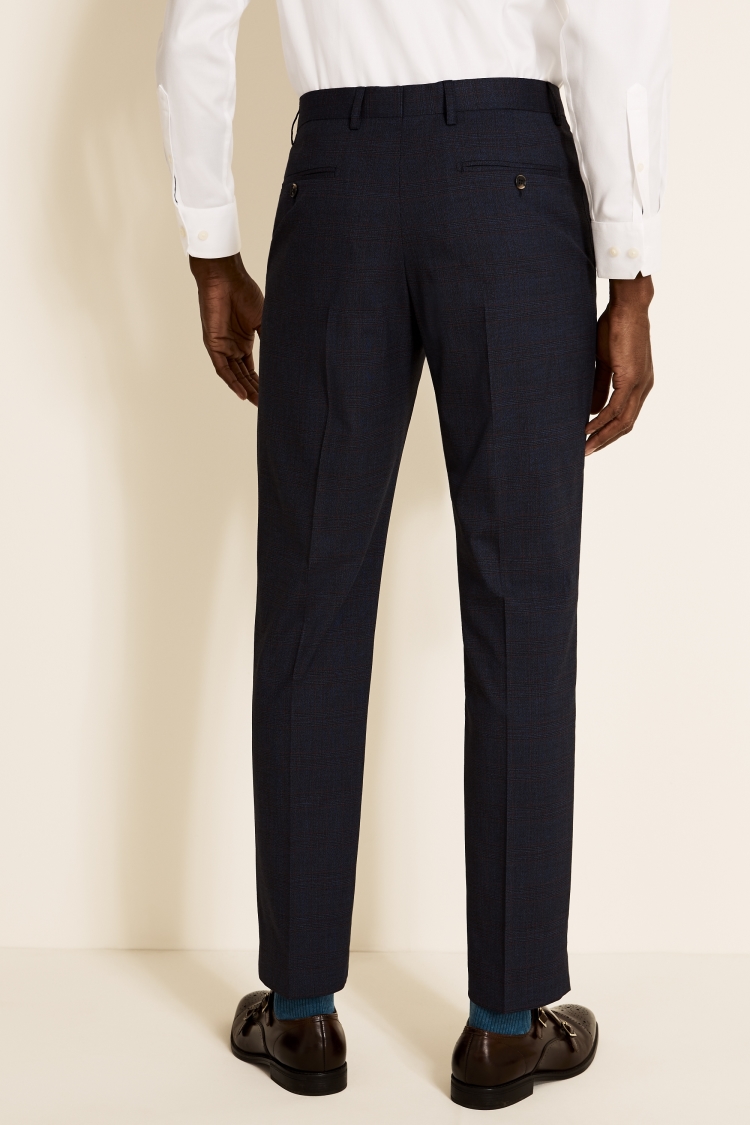 Tailored Fit Navy Red Check Pants