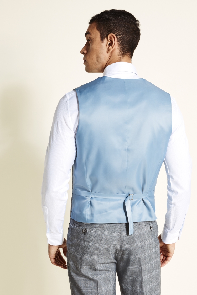 Tailored Fit Grey Blue Check Waistcoat