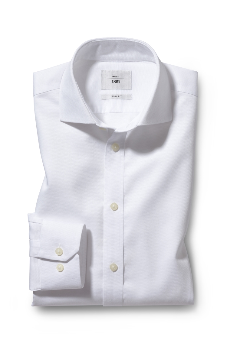Slim Fit White Chevron Zero Iron Shirt | Buy Online at Moss