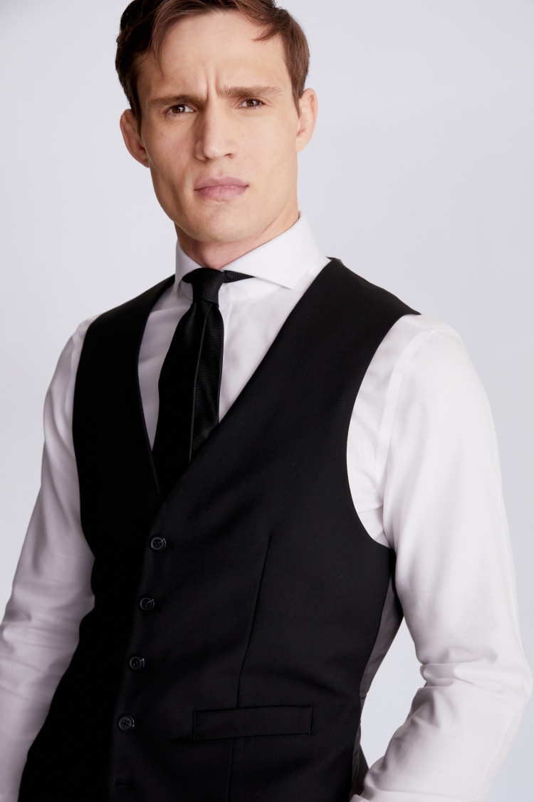 Tailored Fit Black Stretch Waistcoat