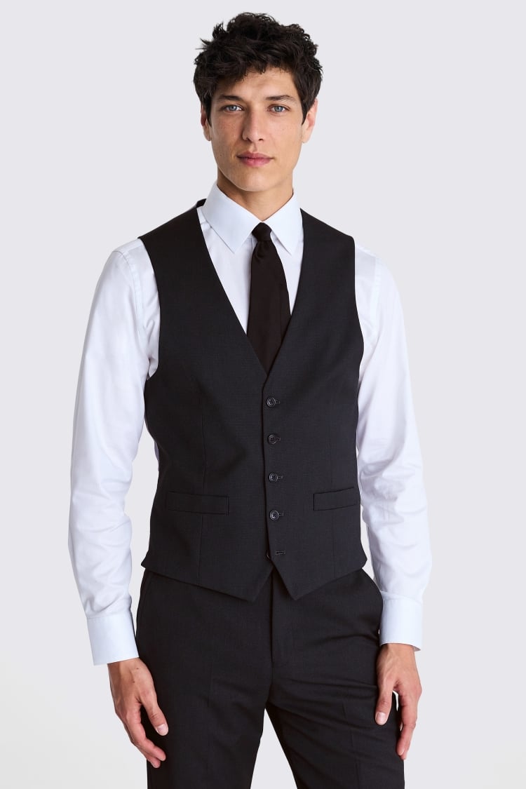 Tailored Fit Charcoal Stretch Waistcoat | Buy Online at Moss