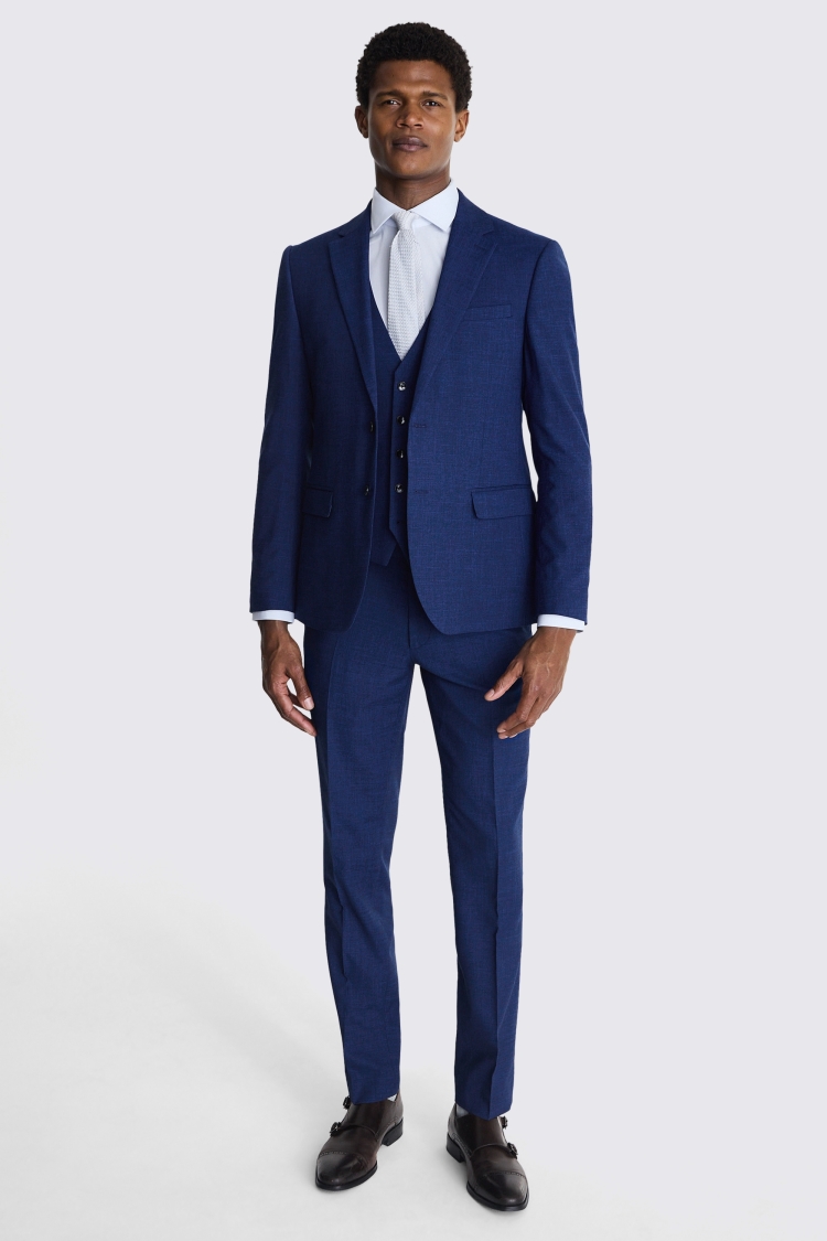 Slim Fit Blue Slub Suit