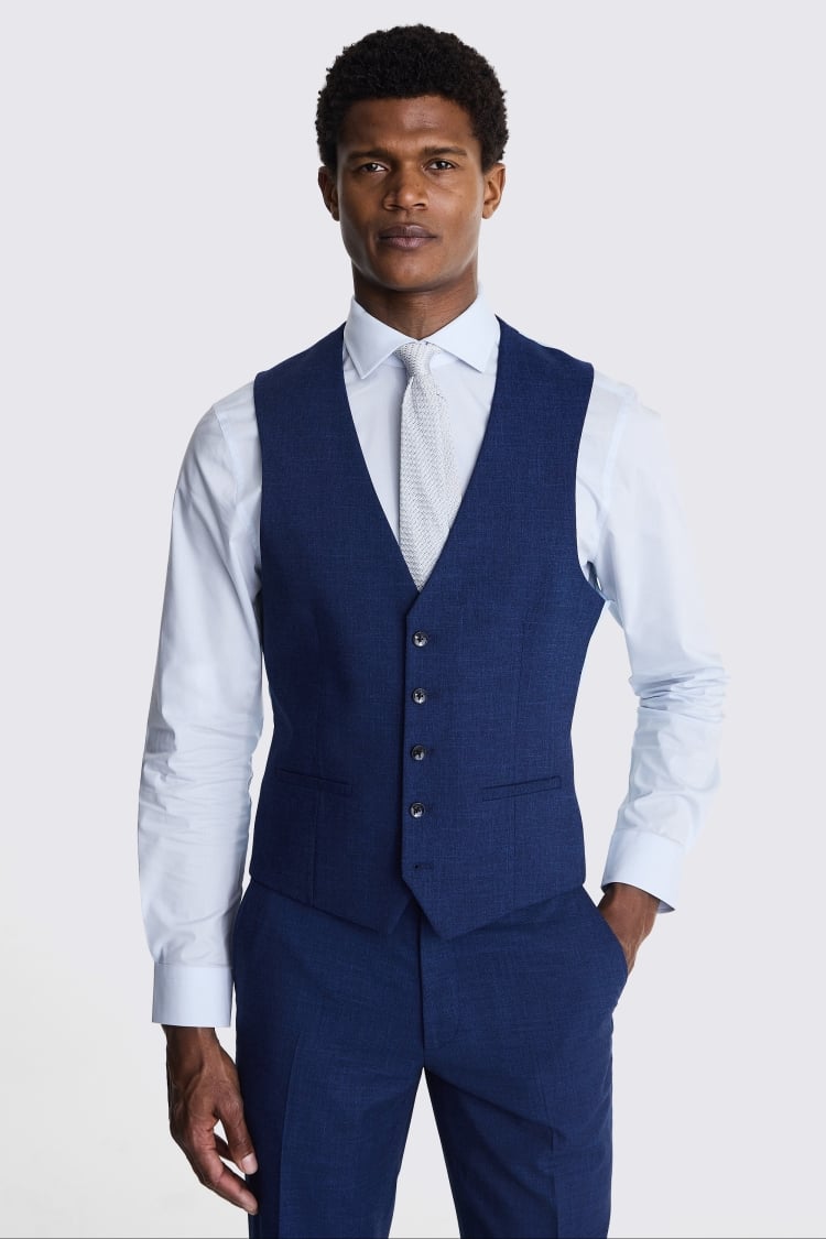 Slim Fit Blue Slub Suit