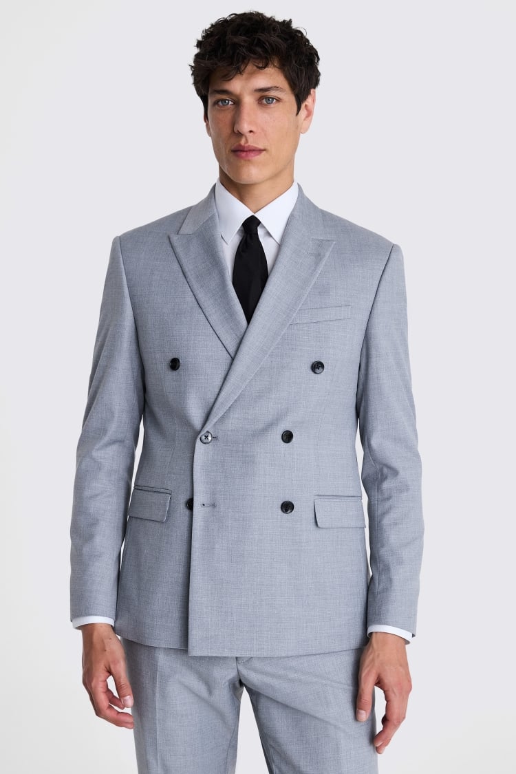 SHORT DOUBLE-BREASTED BLAZER - Light grey