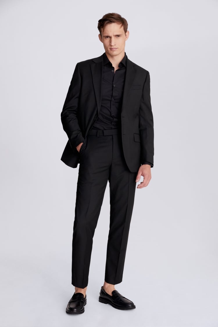 Regular Fit Black Stretch Suit