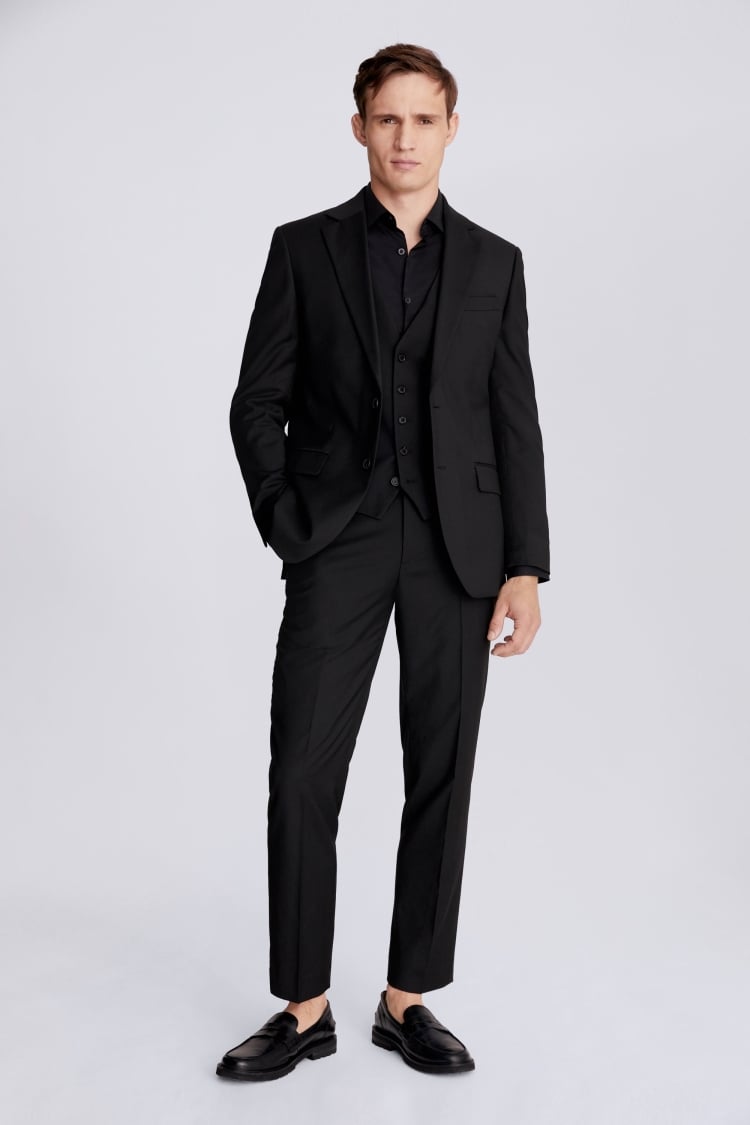 Regular Fit Black Stretch Suit