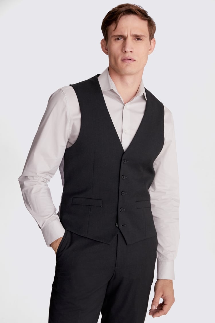 Regular Fit Charcoal Stretch Waistcoat