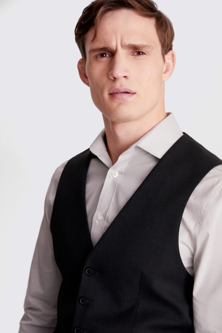 Regular Fit Charcoal Stretch Waistcoat