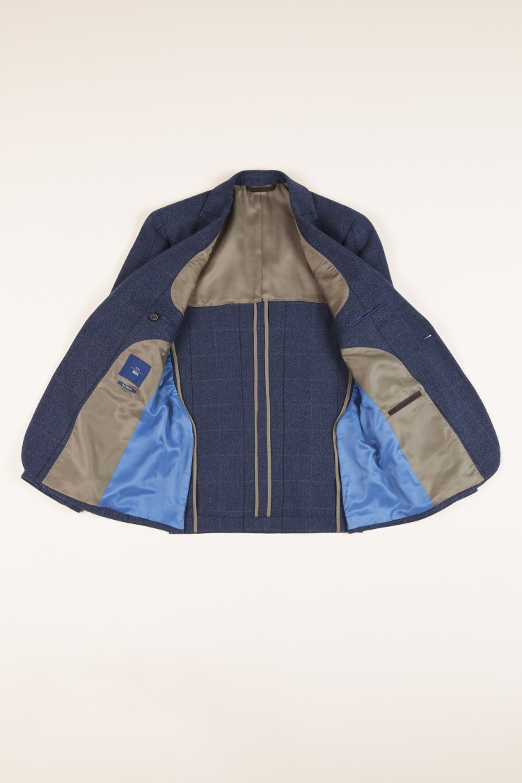 Tailored Fit Blue Herringbone Check Jacket