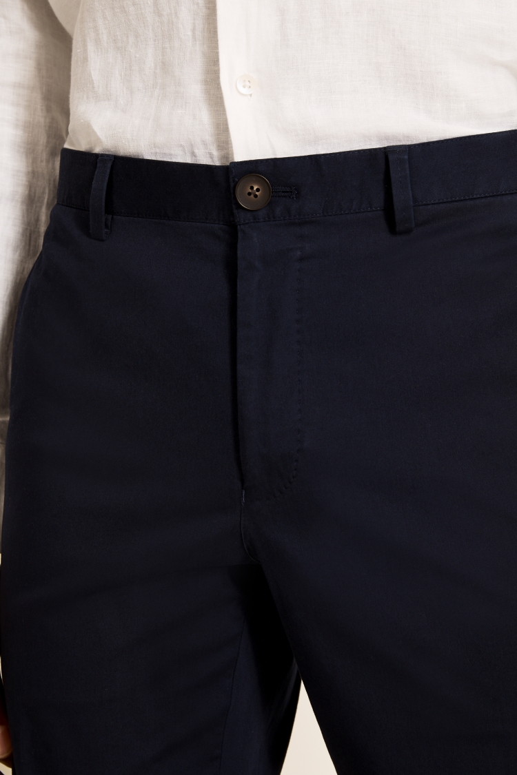 Tailored Fit Navy Cotton Trousers