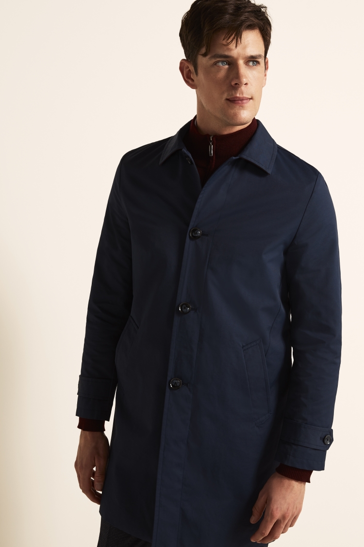 Tailored Fit Navy Raincoat 