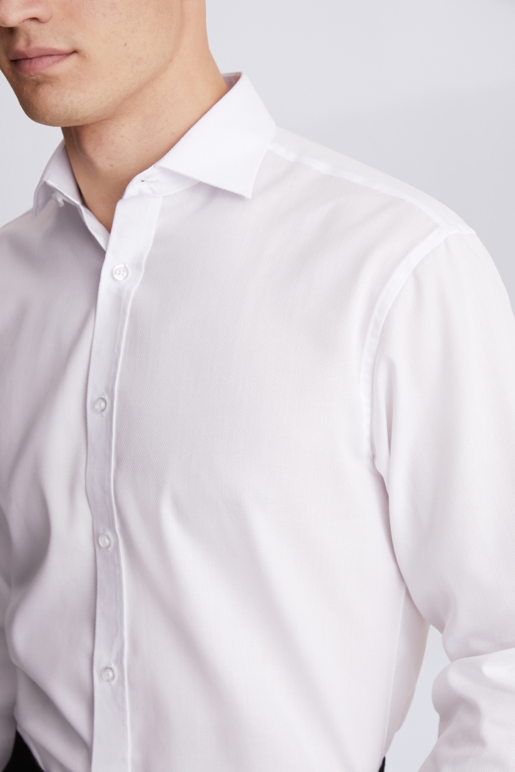 Regular Fit White Textured Shirt