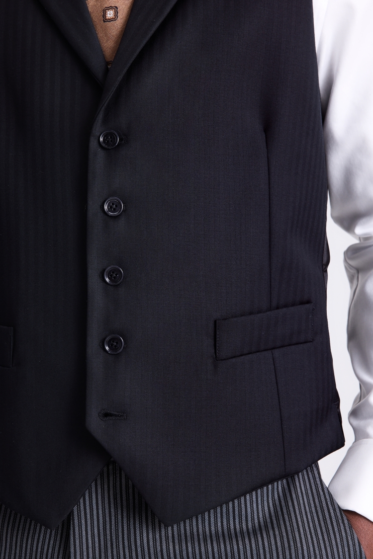 Tailored Fit Black Morning Waistcoat