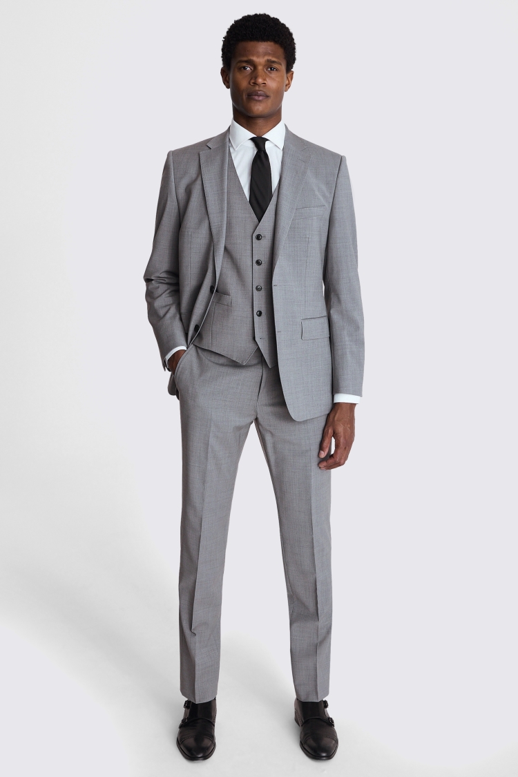 Suits, Slim Fit Grey Marl Waistcoat