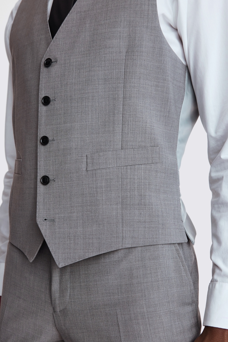 Tailored Fit Light Grey Performance Waistcoat