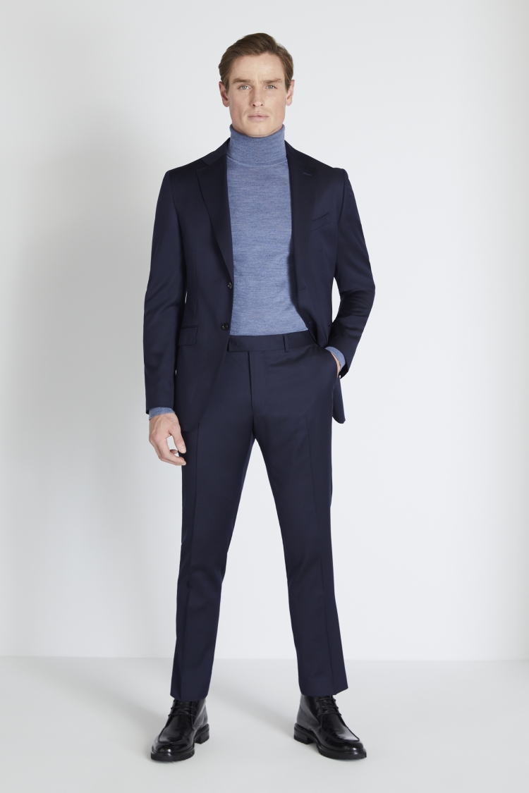 Italian Slim Fit Navy Twill Jacket