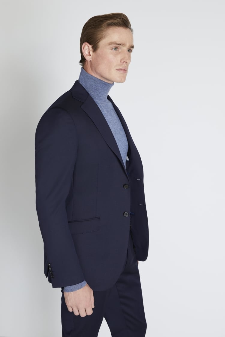 Blue Italian Wool Mohair Blend Overcoat