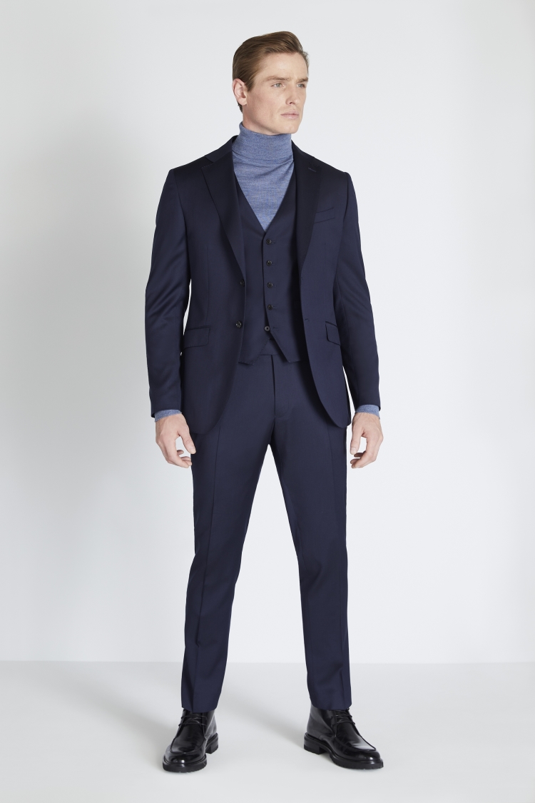 Italian Slim Fit Navy Twill Jacket