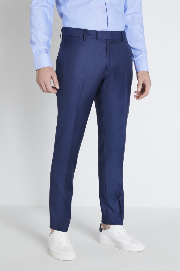 Reda Slim Fit Blue Sharkskin Trousers Buy Online At Moss 