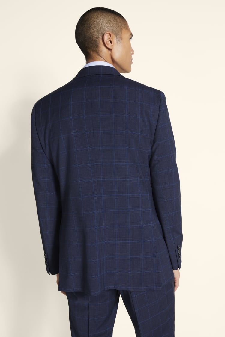 Tailored Fit Blue Check Stretch Jacket