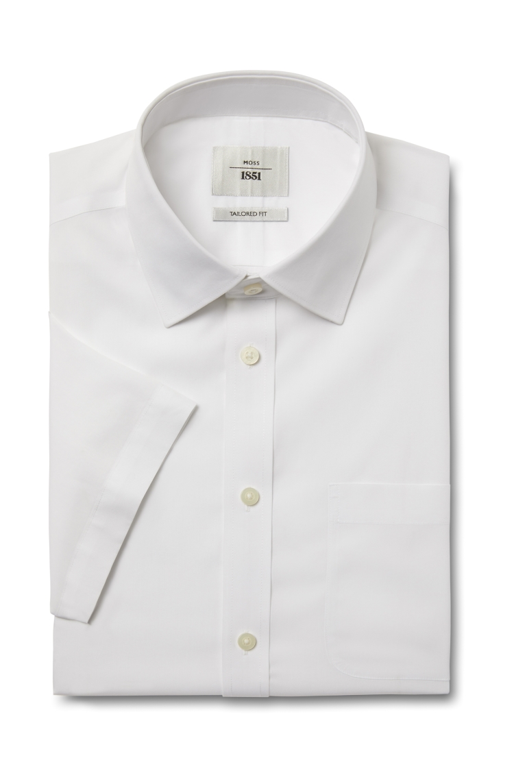 Tailored Fit White Short Sleeve Zero Iron Shirt