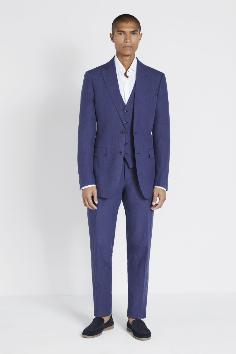 Tailored Fit Indigo Linen Suit Jacket
