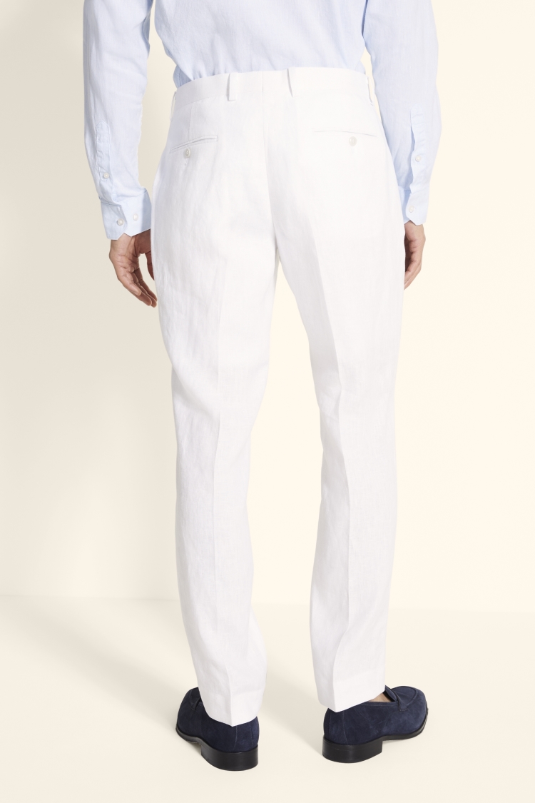 Tailored Fit White Linen Trousers Buy Online at Moss