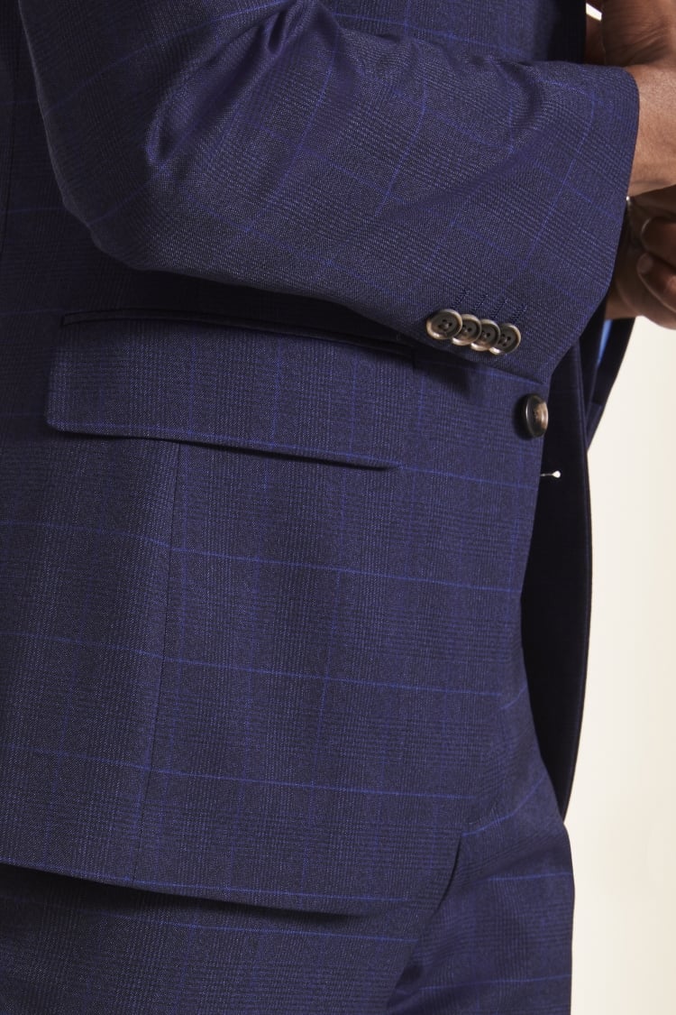 Tailored Fit Relaxed Blue Check Jacket