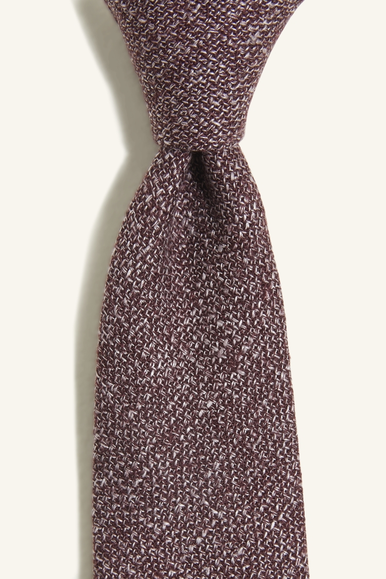 Burgundy Italian Wool Linen Textured Tie