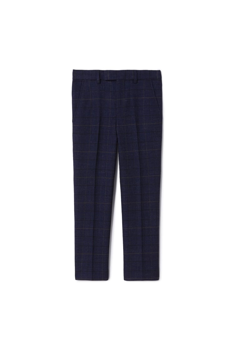 Boys Navy Black Check Suit