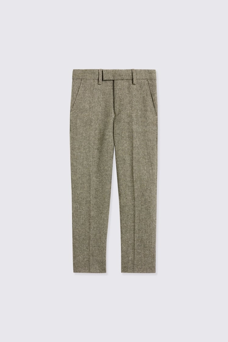 Boys Sage Herringbone Tweed Suit
