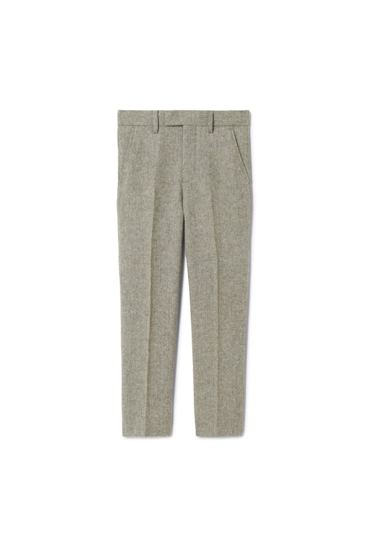 Boys Sage Herringbone Tweed Trousers