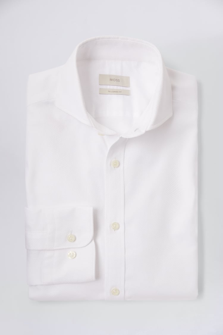 Tailored Fit White Dobby Shirt