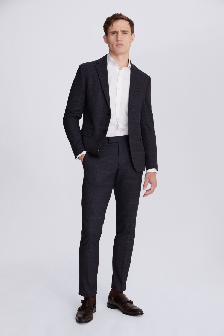 Men's Dress Plaid Pants Slim Fit Flat Front Checked Business Suit Trousers  - Walmart.com