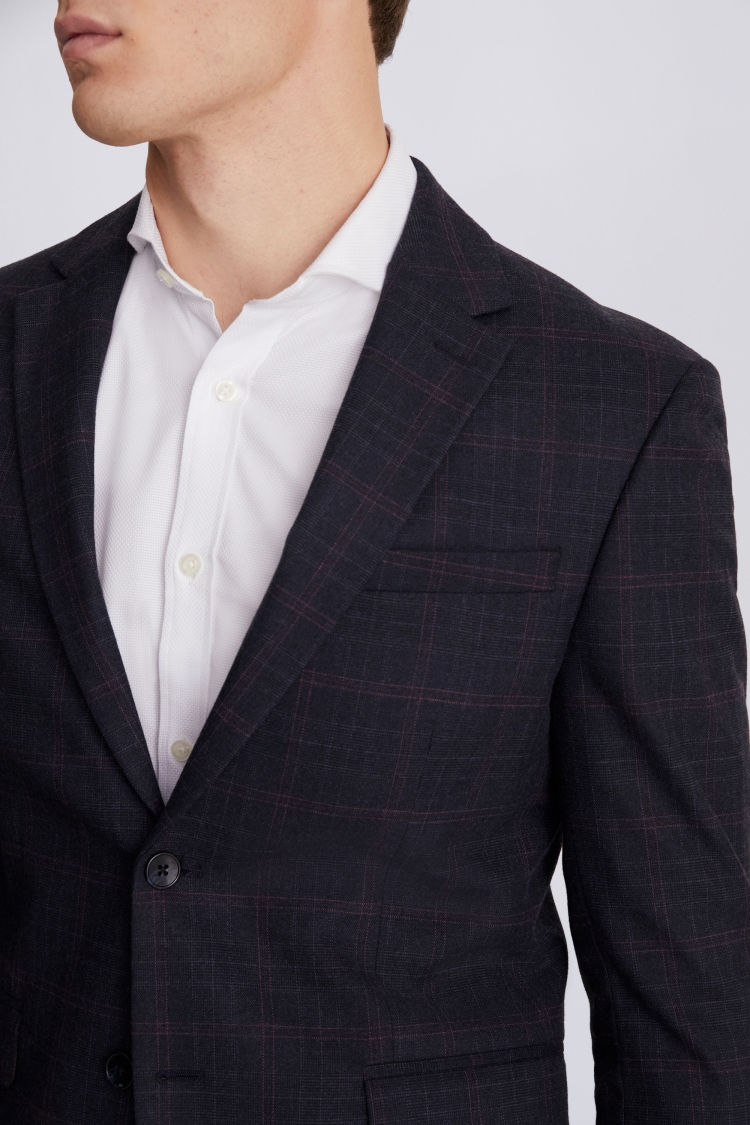 Slim Fit Navy Pink Check Suit