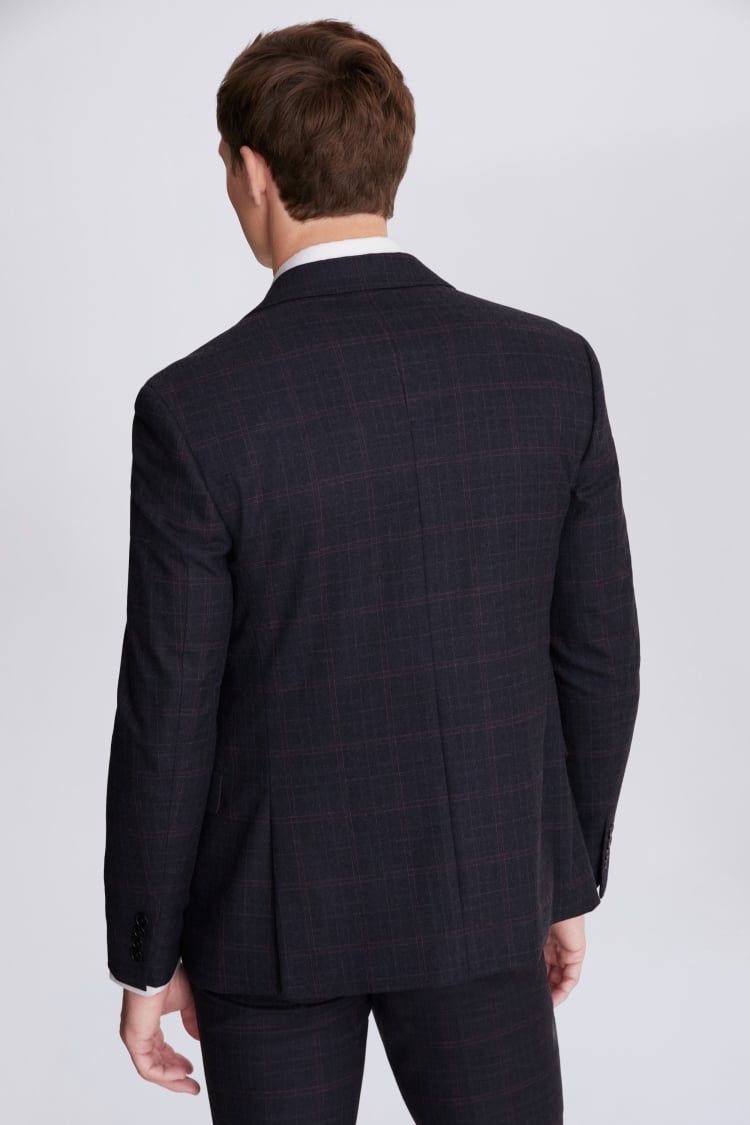 Slim Fit Navy Pink Check Jacket