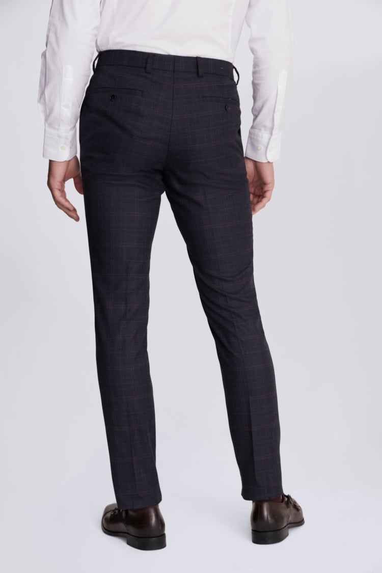 Slim Navy Pink Check Trousers | Buy Online at Moss