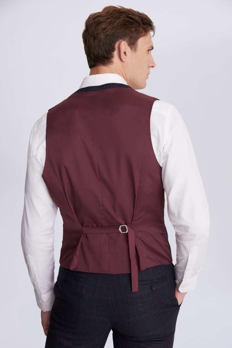 Burgundy shop check waistcoat