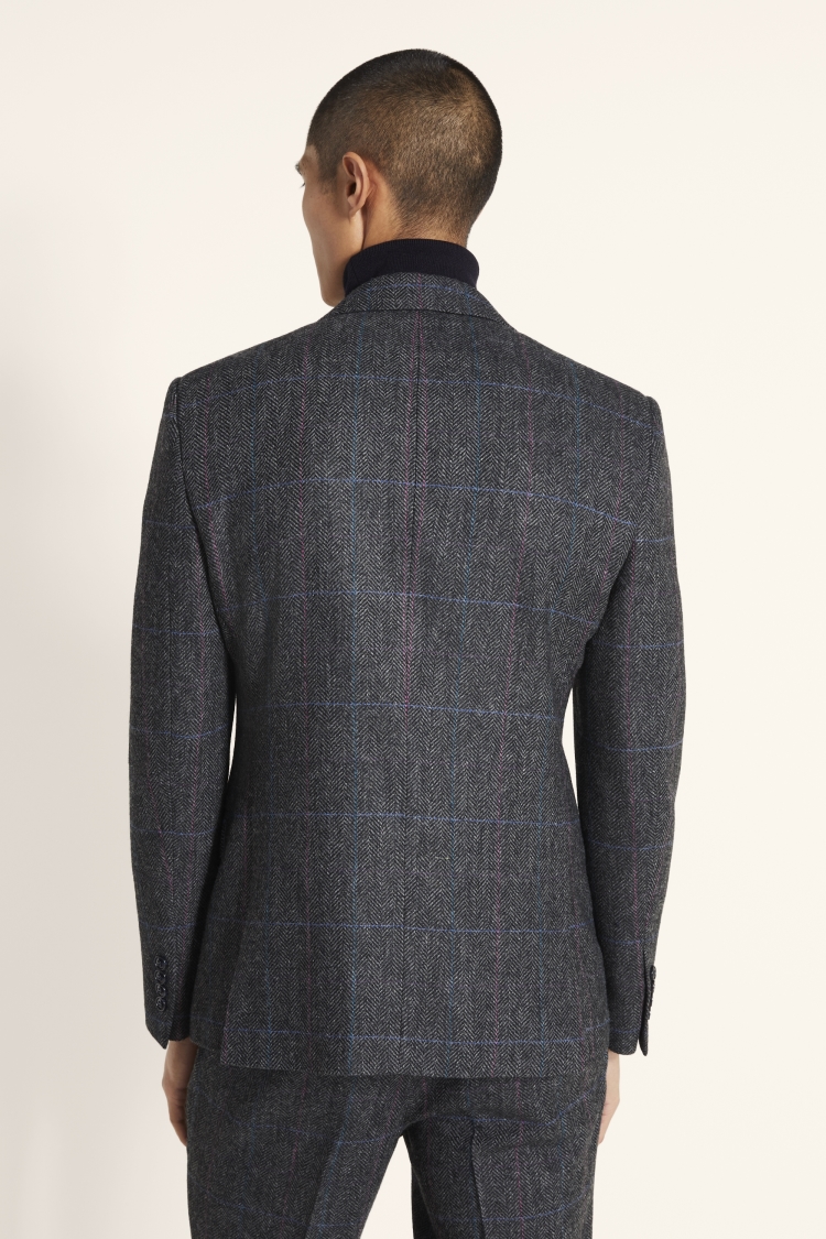 Slim Fit Charcoal Teal Check Jacket