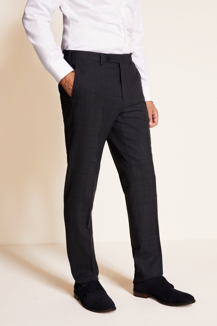Tailored Fit Grey Check Trousers Buy Online at Moss