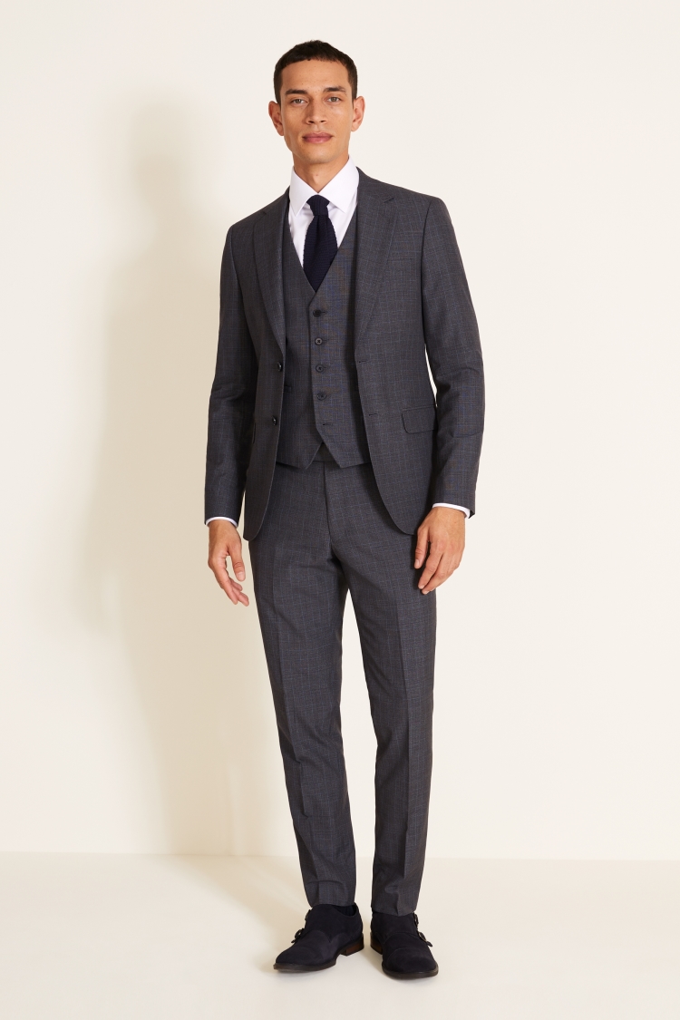 Slim Fit Charcoal & Sky Check Suit