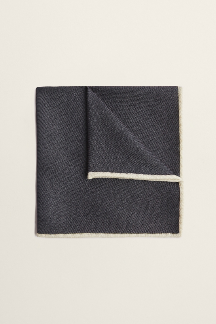Grey Silk & Wool Pocket Square