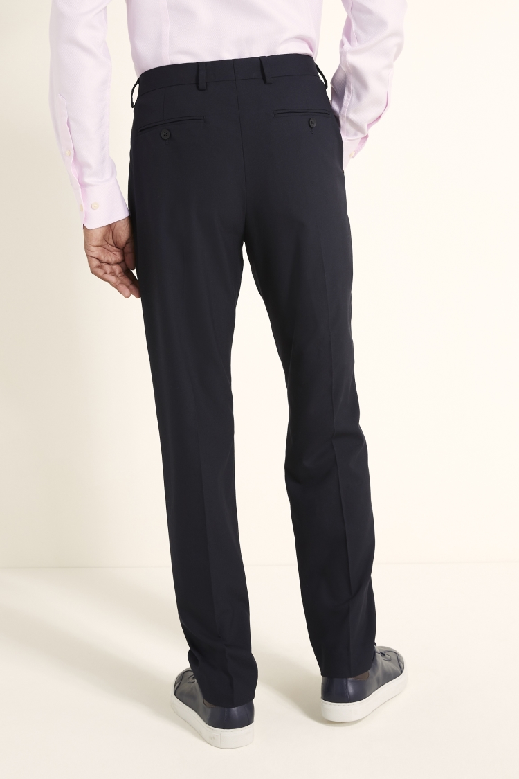 Regular Fit Navy Single Pleat Front Trousers
