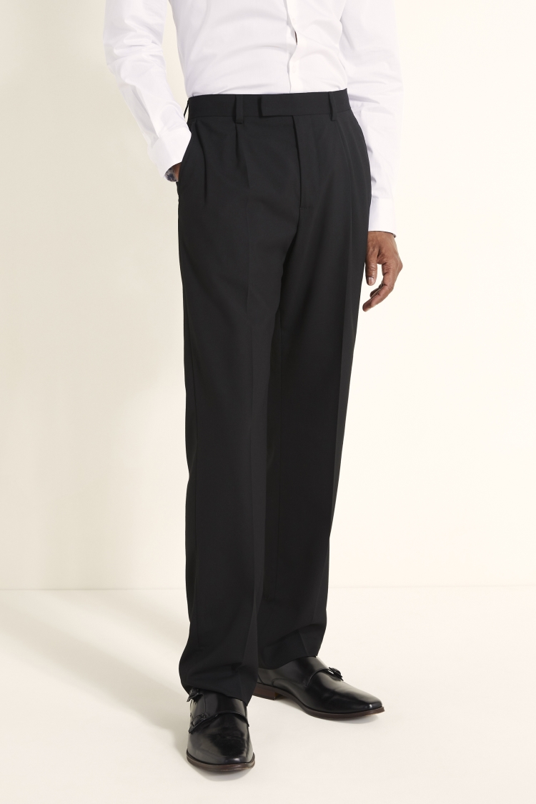 Regular Fit Black Pleat Front Trousers | Buy Online at Moss