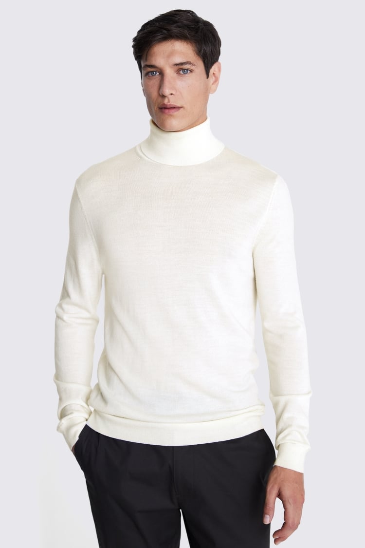 Winter White Merino Roll-Neck Jumper