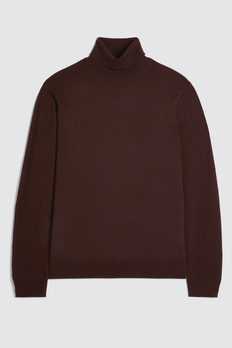 Wine Merino Roll-Neck Jumper